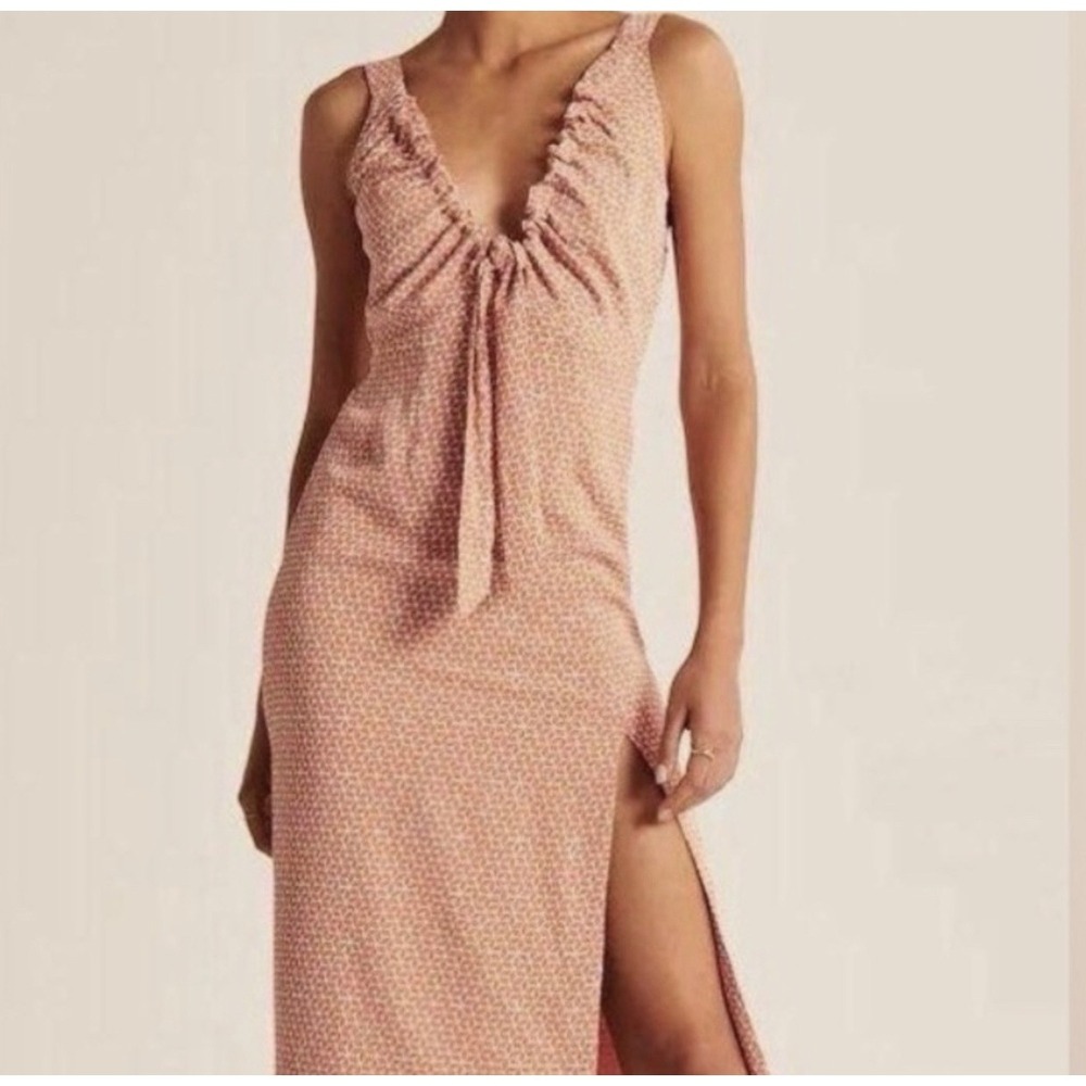 Abercrombie & Fitch M Cinched Tie Front Floral Honeycomb Pattern Sun Dress Boho